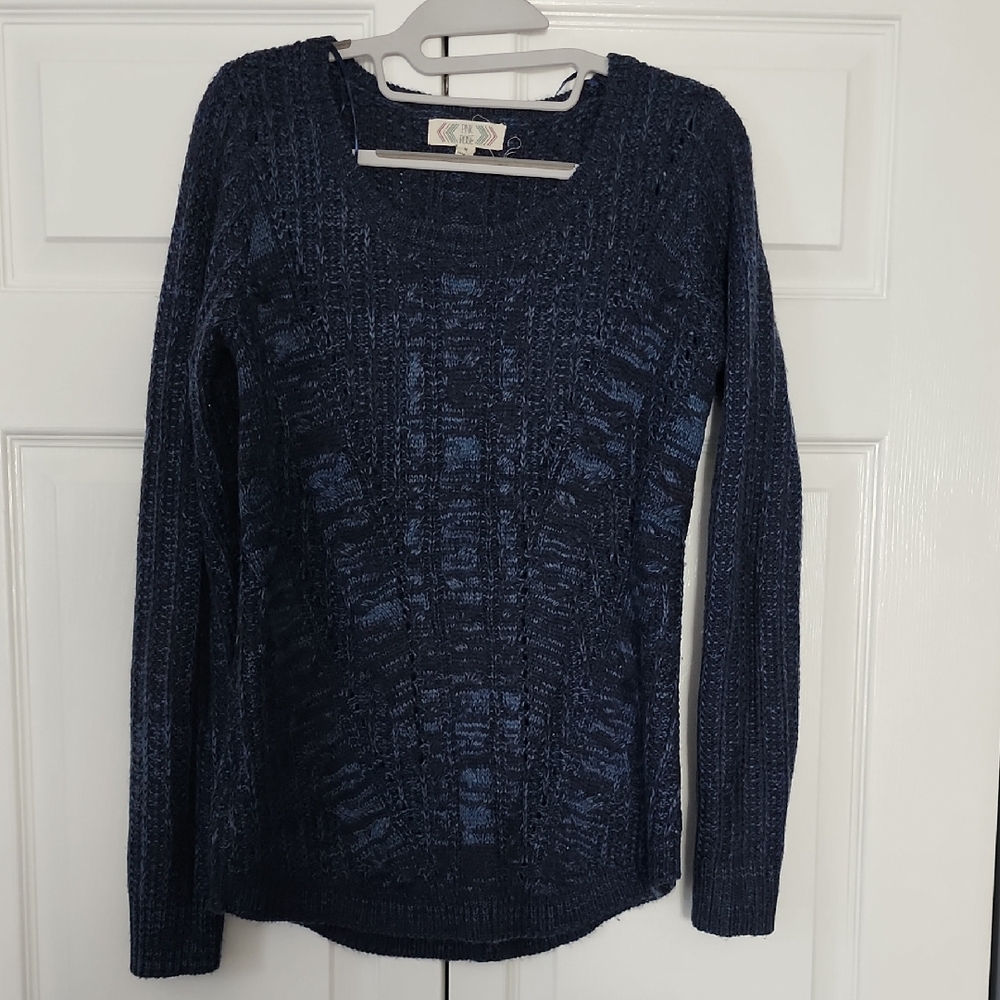 Pink Rose Dark Blue Women's Sweater